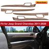 Wood Grain Door Handle Bezel Decal Trim Covers for Jeep Grand Cherokee 2011-