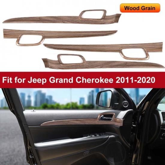 Wood Grain Door Handle Bezel Decal Trim Covers for Jeep Grand Cherokee 2011-