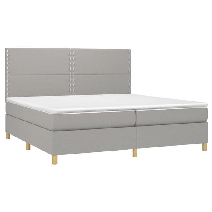 VidaXL Slatted Bed Base with Mattress and LEDs, Upholstered Bed with Headboard, Double Bed, Adult Bedroom Bed, 3135381