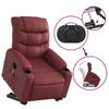 Massage Recliner with Rising Function Burgundy Artificial Leather
