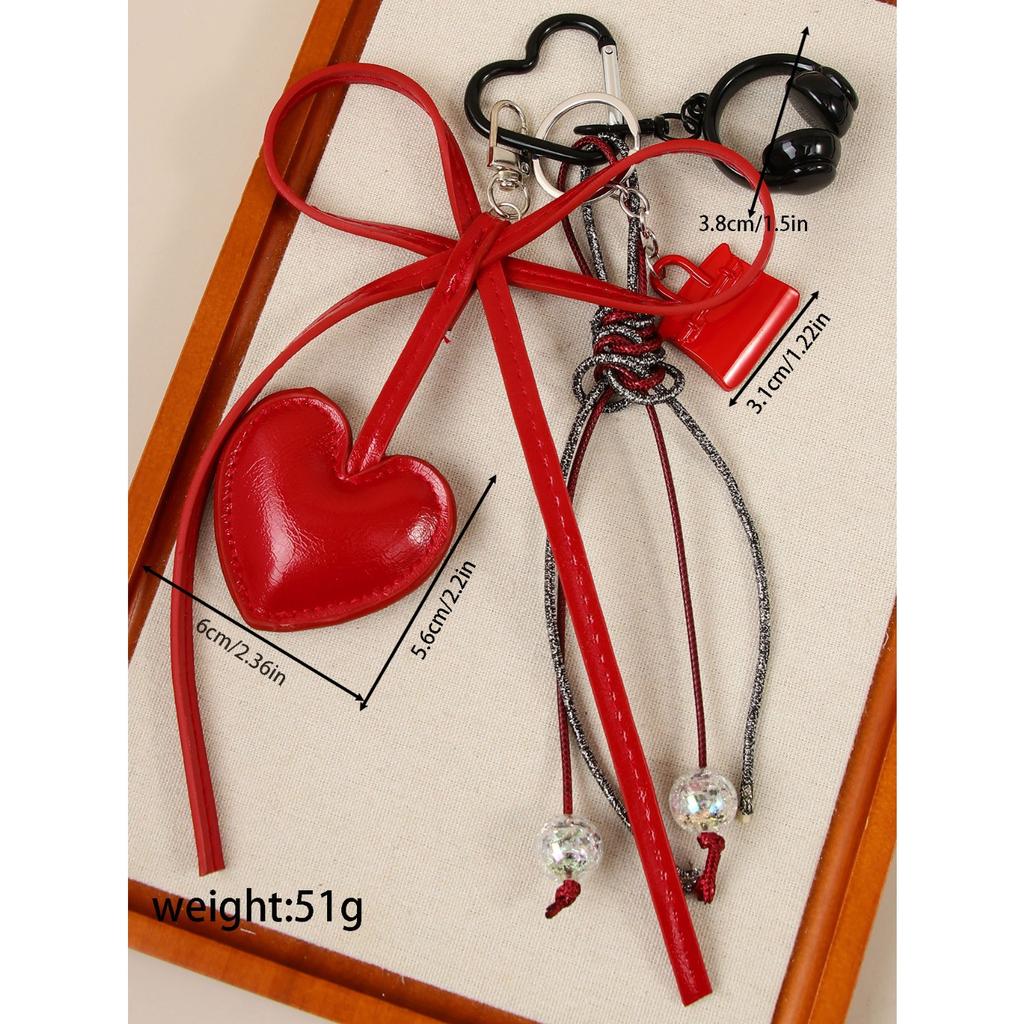 Premium sense pu bow love mini bag pendant ins wind mini earphone bag pendant keychain