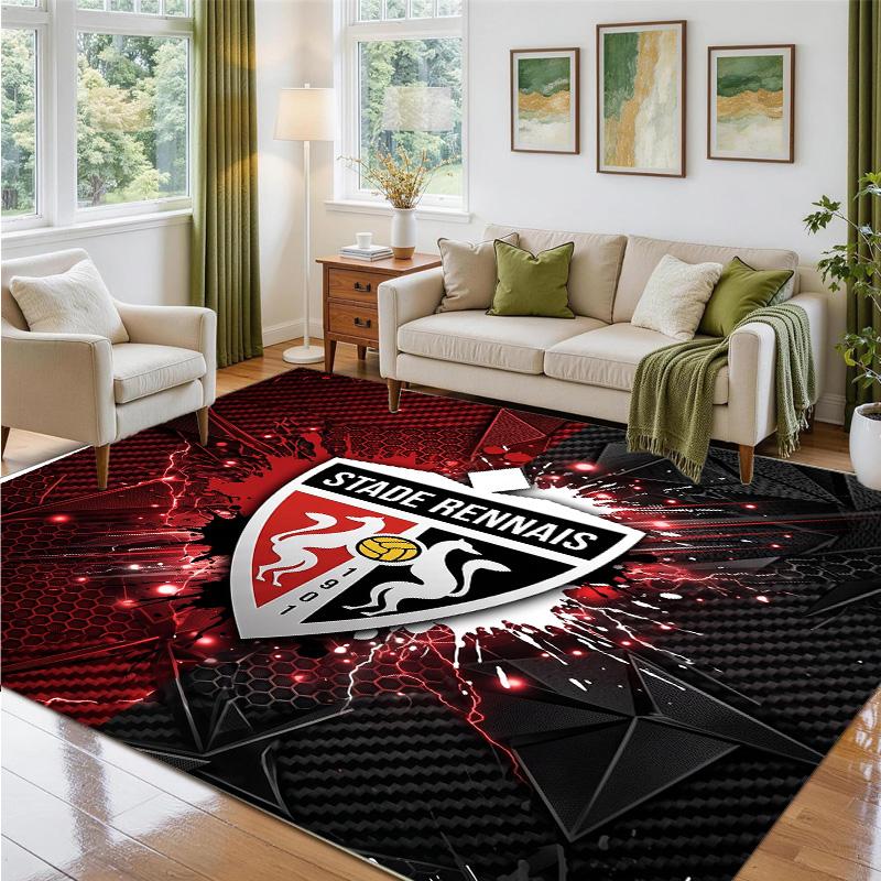 Stade Rennais FC Design Crystal Velvet Rug Soft Decorative Mat for Bedroom Entrance