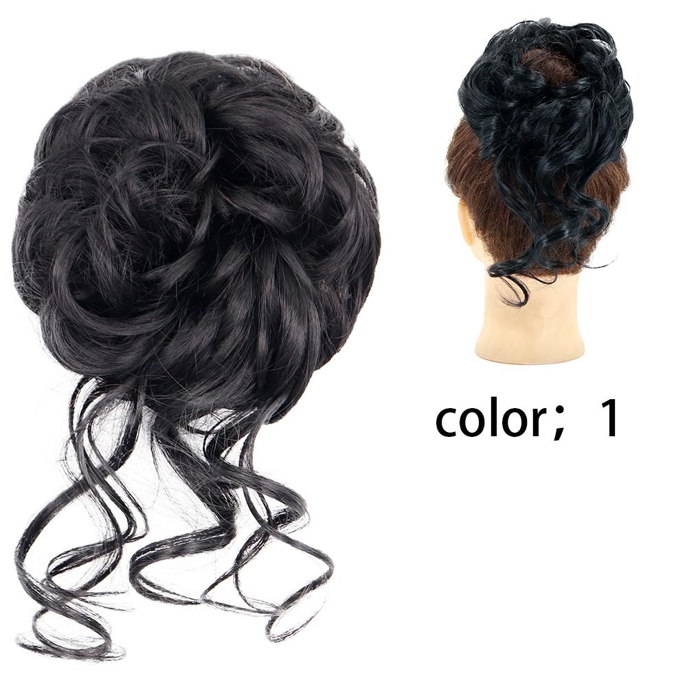 

MERISIHAIR Синтетические пучки для наращивания волос Небрежные вьющиеся эластичные резинки для волос Шиньоны Синтетические шиньонные пончики Прически для женщин