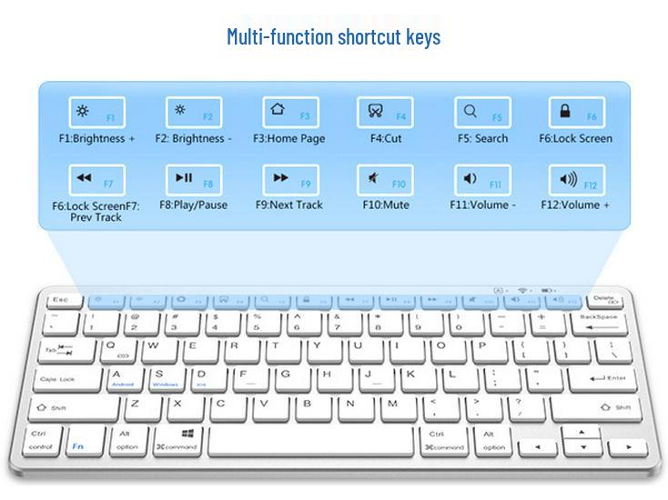 Silent Wireless Bluetooth Keyboard for iPad and Samsung S8 Tablets
