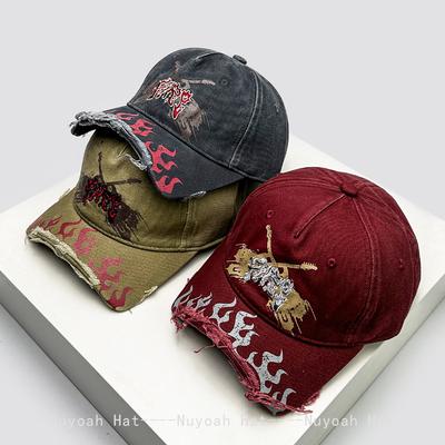 Neue Herren Damen Nische Straße Bestickte Buchstaben Flammenflagge Baseballkappen Sonnenschutz Gebrochener Schirm Vielseitig Schirmmützen Mode Retro