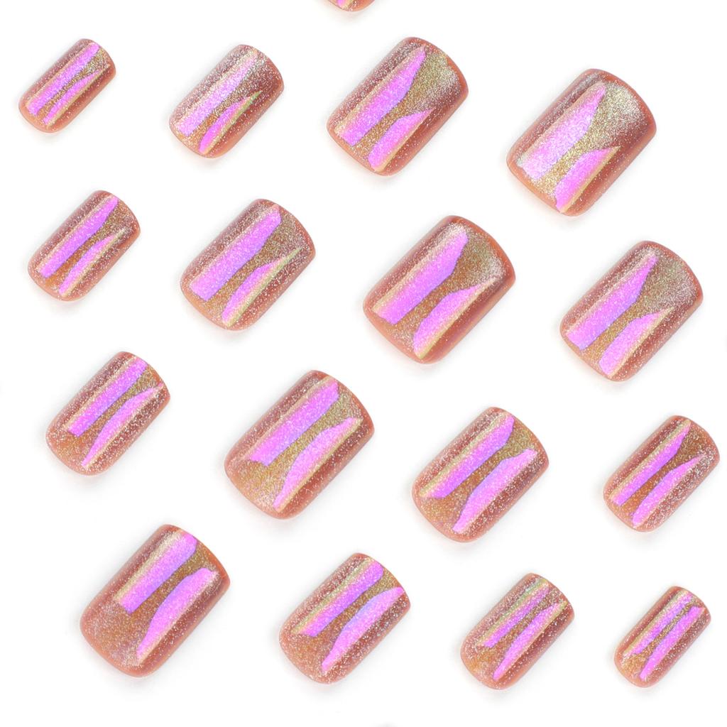 Aurora Cat Eye Purple Solid Color Manicure Short High-end Light Luxury Nails Internet Celebrity Popular Nail Film