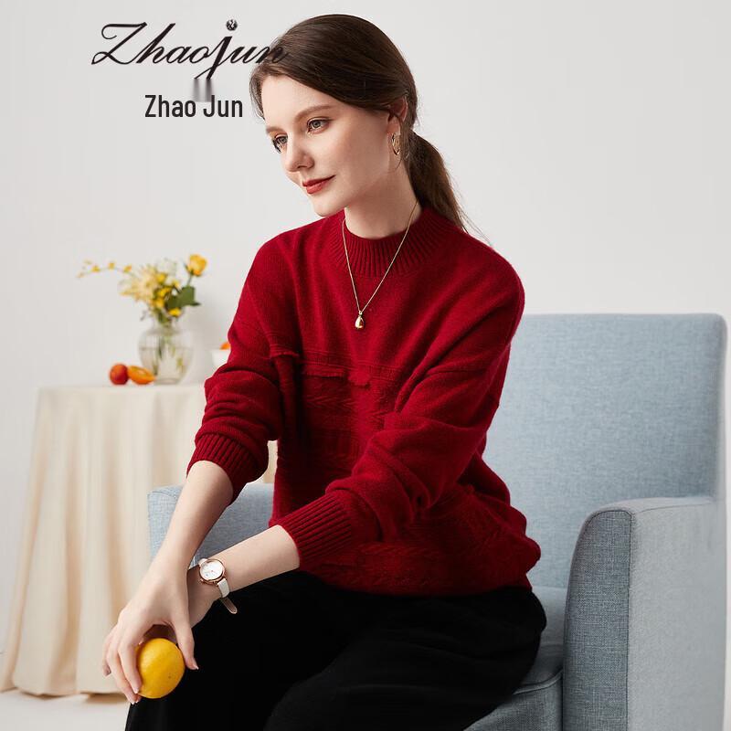 

Women s Pure Cashmere Half-High Collar Tassel Sweater L