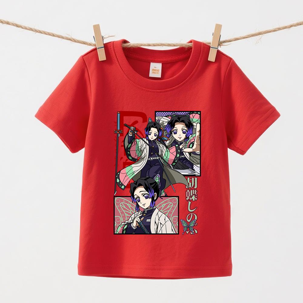 Demon Slayer Shinobi Anime Print Boys Girls Cotton Short Sleeve Kids T Shirt Summer Casual Soft Wear Top