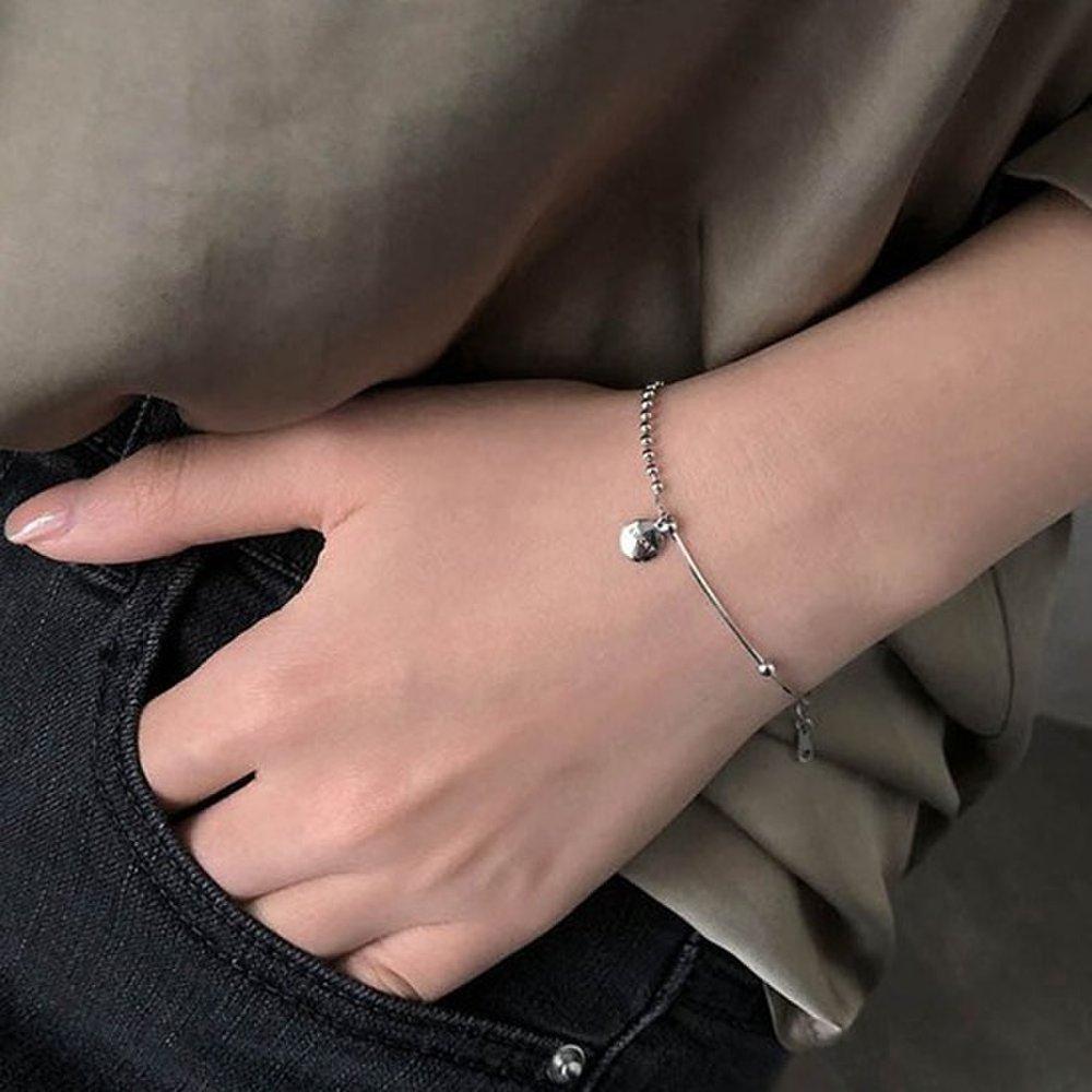 Daily Silver Bracelet 1P Lucky Couple Friendship Thin Silver Bracelet
