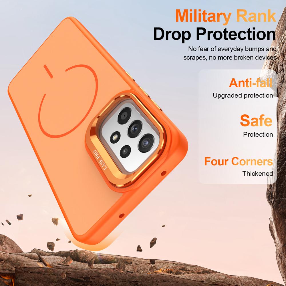 KEYSION Matte Skin Feel Lens Stand Phone Case for MagSafe for Samsung A52 A52S 5G Magnetic Shockproof Cover for Galaxy A13 4G 5G