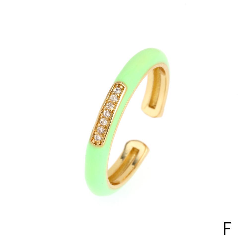 Trendy Colorful Zircon Drip Oil Stacking Ring for Spring/Summer