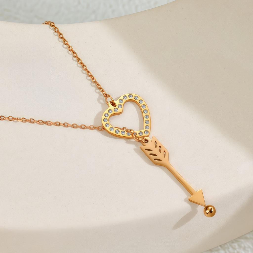 Stainless Steel Love Tassel Necklace, One Arrow Through The Heart Necklace, The Same Style For Girlfriend'S Valentine'S Day Gift