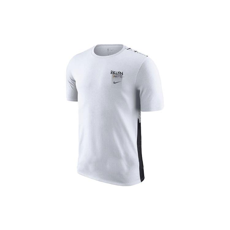 Nike NBA Brooklyn Nets Alphabet Printing Round Neck Short Sleeve White Men s CT9378-100 M