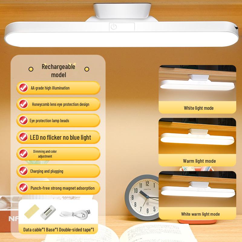 LED Desk Lamp with USB Charging, Eye Protection, Magnetic Suction, Ideal for College Students and Dormitories