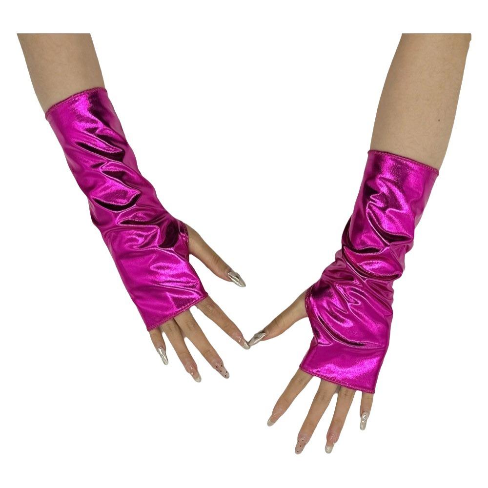 Solid Color Fingerless Mittens Imitation Leather Rock Gloves Punk Style Short Gloves  Friend Gift