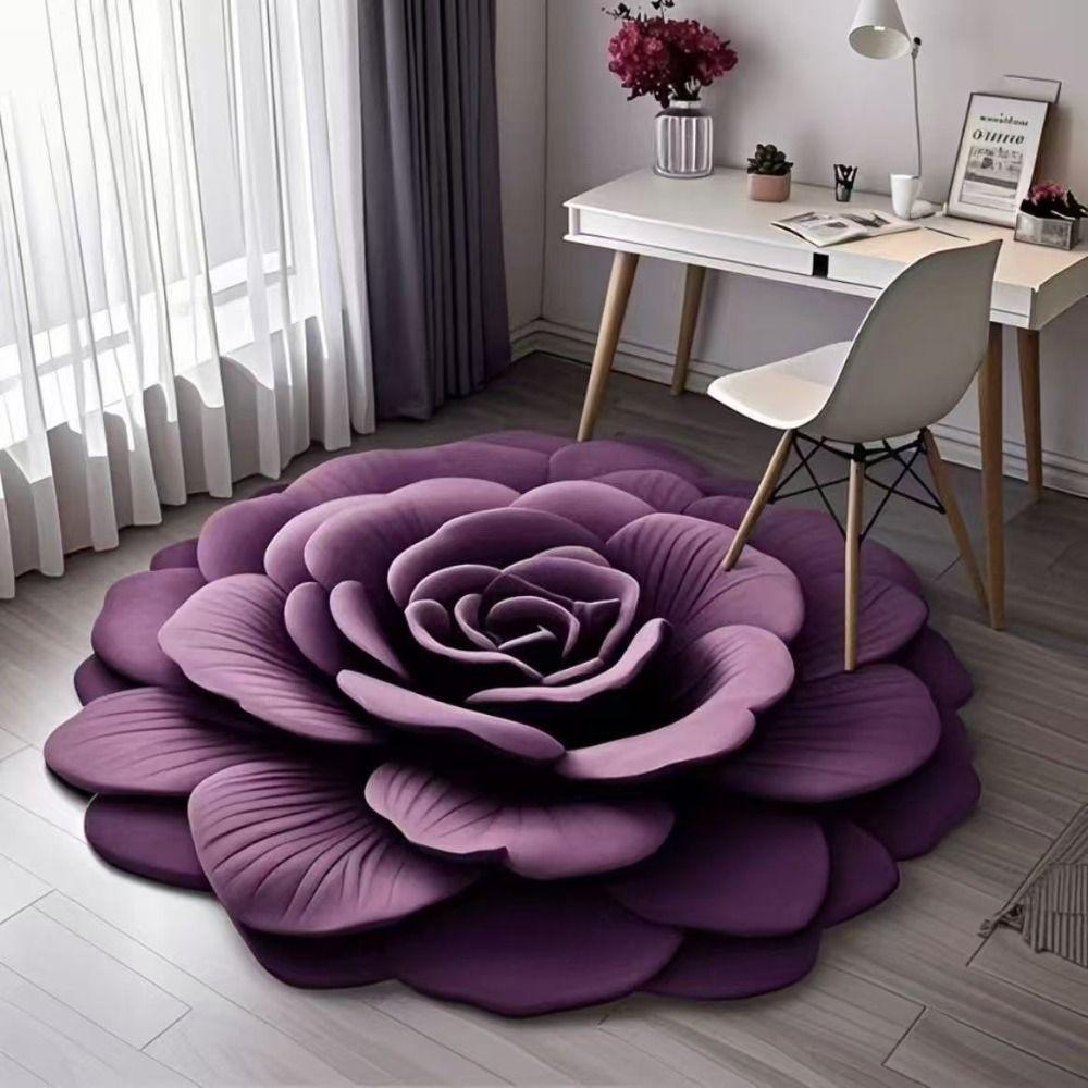 Special-shaped Flower Carpet Non-slip Bathroom Floor Mat Blanket  for Living Room Tea Table Bedside