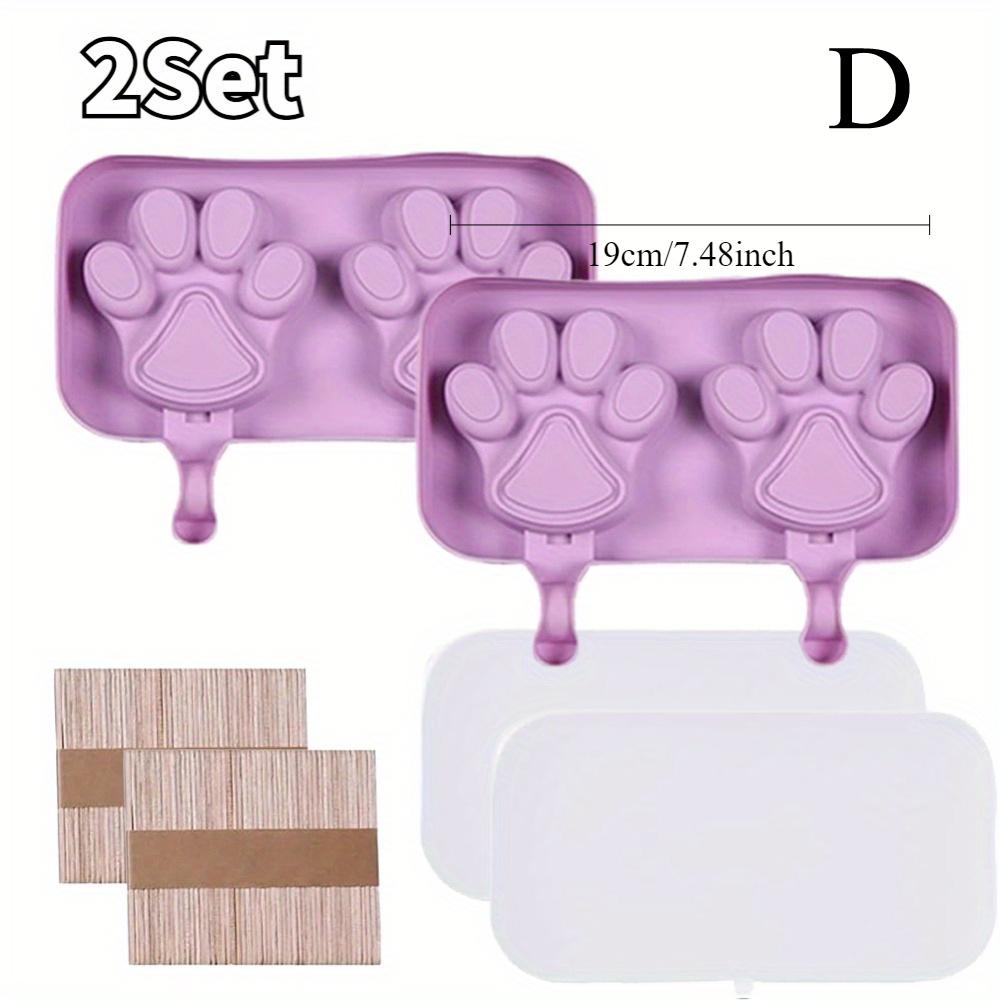 Cat Palm Mold Creative Cartoon Ice Cream Silicone Ice Cream Mold Cute Homemade Food Grade DIY Baking with Lid Easy Release Tray