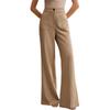 Womens High-Waisted Wide-Leg Trousers With Flared Hem Elegant Office Casual Pants Lightweight Breathable Straight Fit
