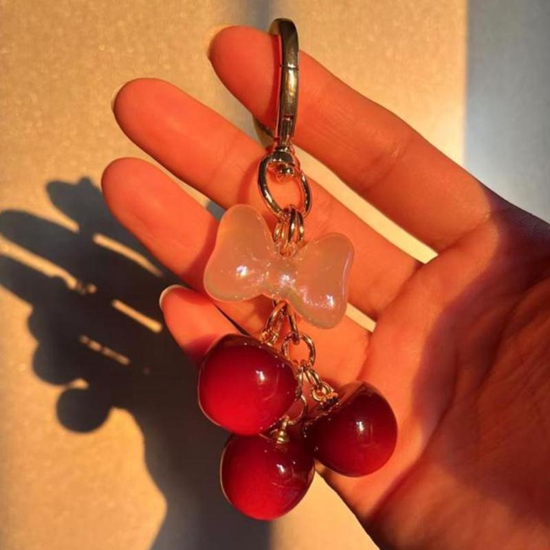Unique Cherry Keychain Bag Charm Cherry Keychain Purse Charm Key Adornment For Adding Flair To Women's Handbags