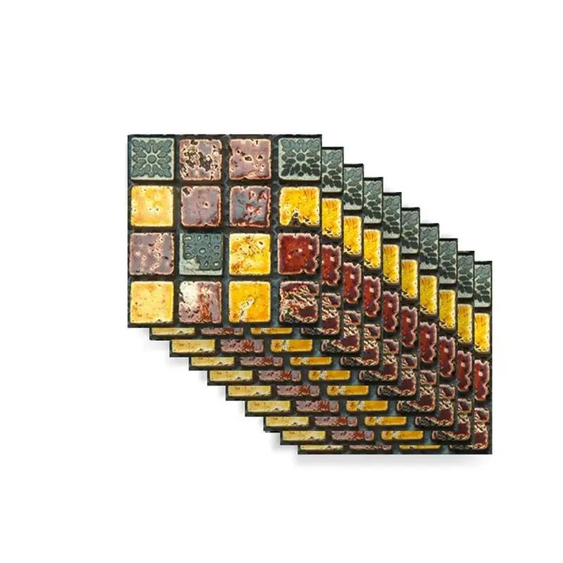 10pcs 3D Crystal Tile Stickers DIY Waterproof Self-Adhesive Wall, DIY Stickers for Home Decor Living Room Bathroom Kitchen Decor