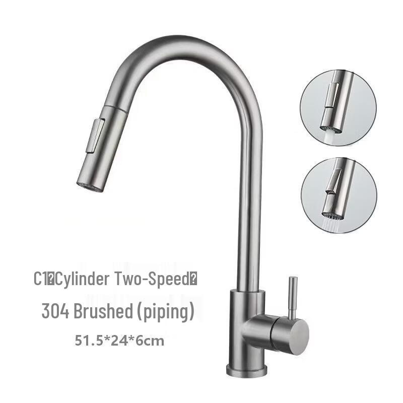 Baimengyang Universal Pull-out 304 Stainless Steel Kitchen Faucet