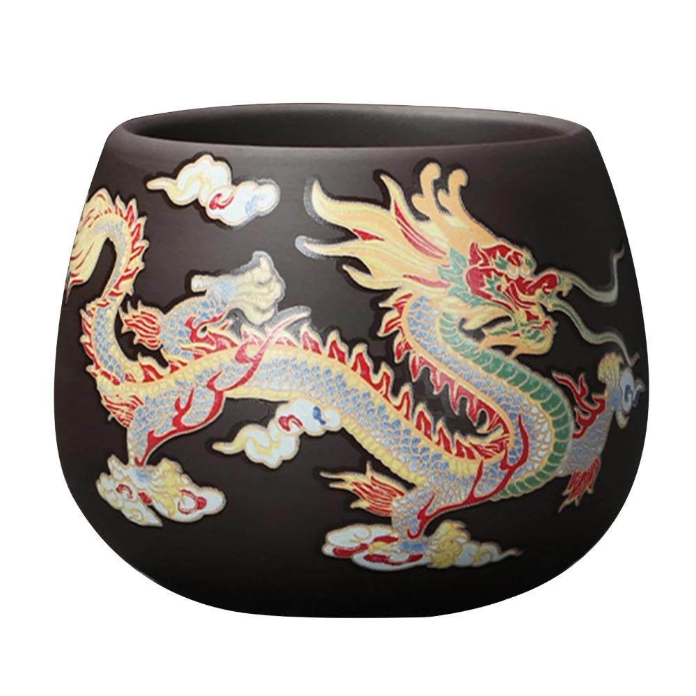 Hand-made Dragons Phoenixs Color-changing Purple Clay Teapot Anti-Scald Handle Tea Brewer Father's Day Gift Coffee Tea Tableware