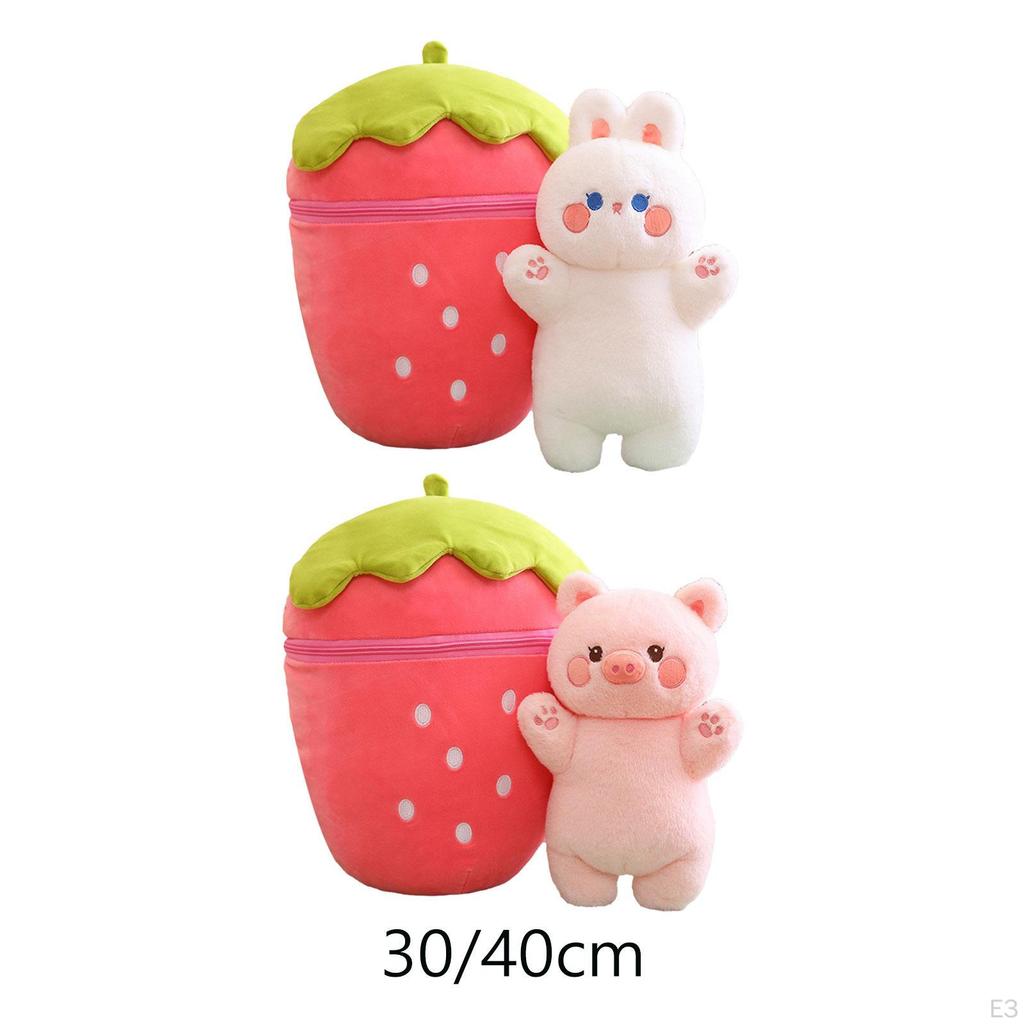 Adorable Reversible Strawberry Animal Plushie Gift for Kids And Adults