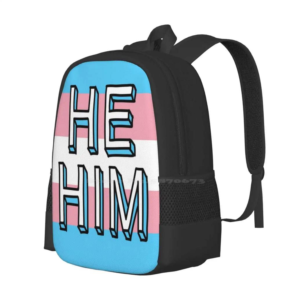 He / Him Bag Backpack For Men Women Girls Teenage He Him Pronouns Lgbt Pride