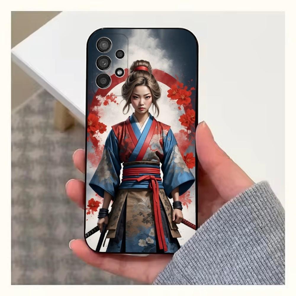 S-Samurai Warrior Geisha Phone Case For Samsung S25,S24,S23,S22,S20,S21,S10,Ultra,Plus,Lite,FE,Soft Silicone Black Cover