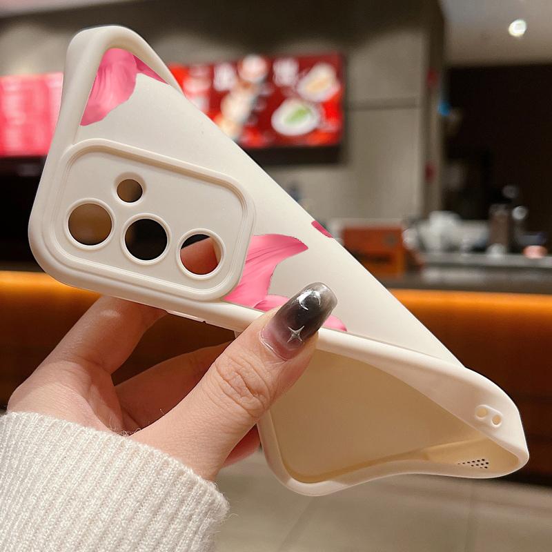 Flower Print Anti-Fall Cover For Samsung S25 Ultra S24 FE S23 S22 A56 A36 A16 A15 A55 A35 TPU Soft Matte Shockproof Phone Case