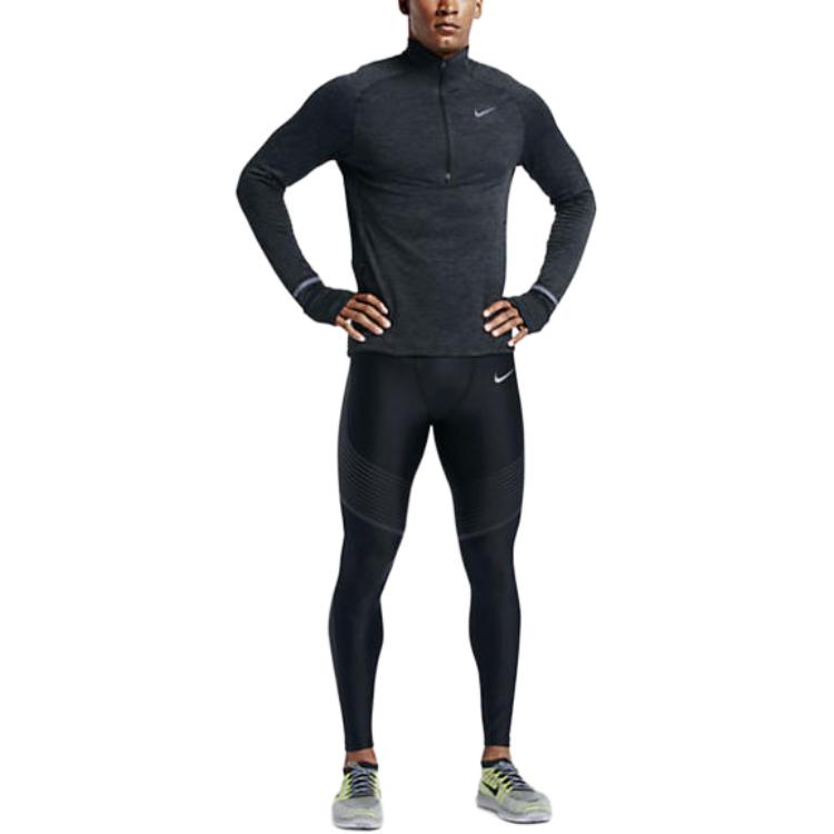 Nike Casual Sports Stand Collar Long Sleeve T-Shirt Men Tops Black Gray 683907-011