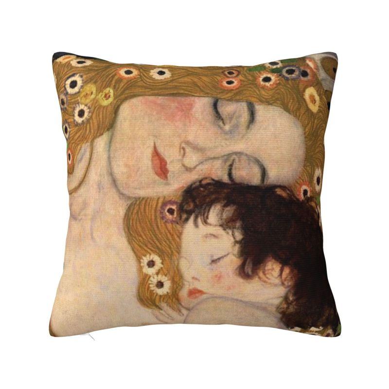 Modern The Kiss By Gustav Klimt Sofa Cushion Cover Polyester Painting Art Throw Pillow Case for Living Room