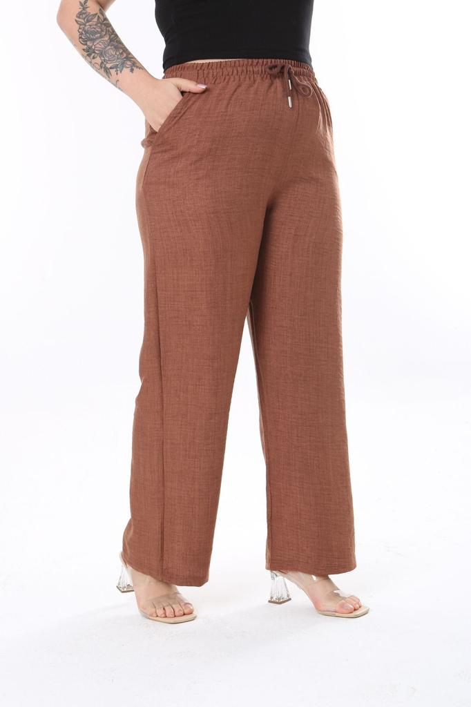 Dámské kalhoty pro větší velikosti, lněné, pohodlný střih, elastický pas, velké velikosti