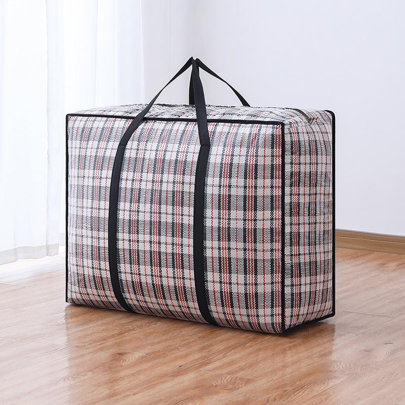Plaid Zippered Storage Bags - Foldable Clothes for Home Travel