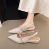 With skirt low heel pointed rear empty Mary Jane shoes women's 2025 summer new temperament flat French light mouth sandals