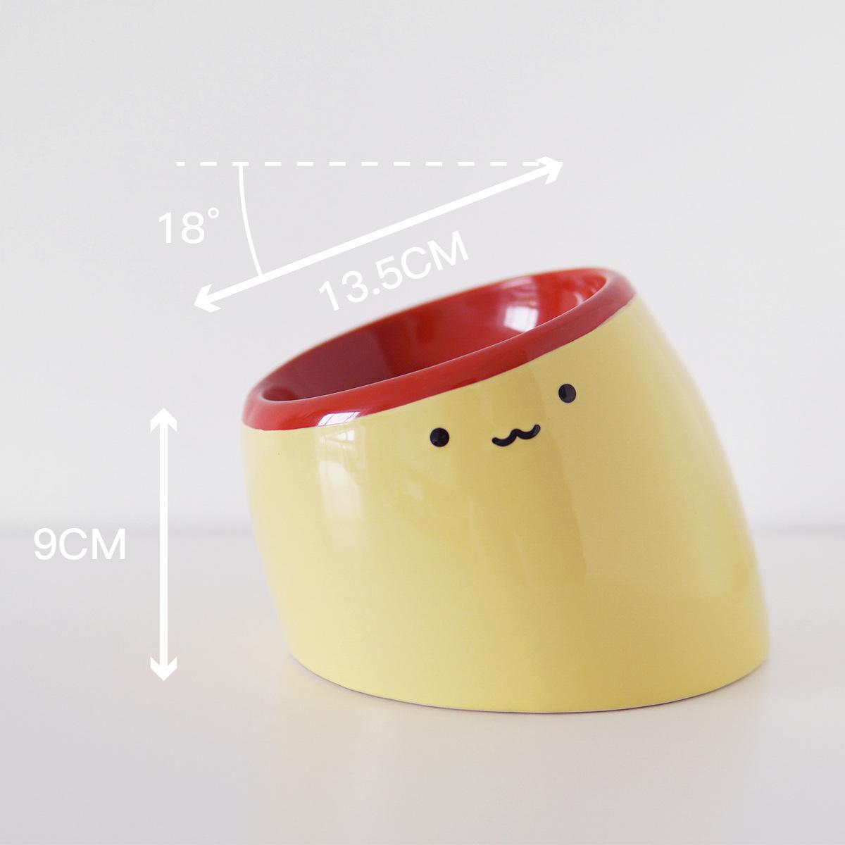 

Pudding Ceramic Anti-Spill Cat Bowl Elevated Slanted Edge Belly Chicken Design Neck Protection Anti-Chin Acne Dish