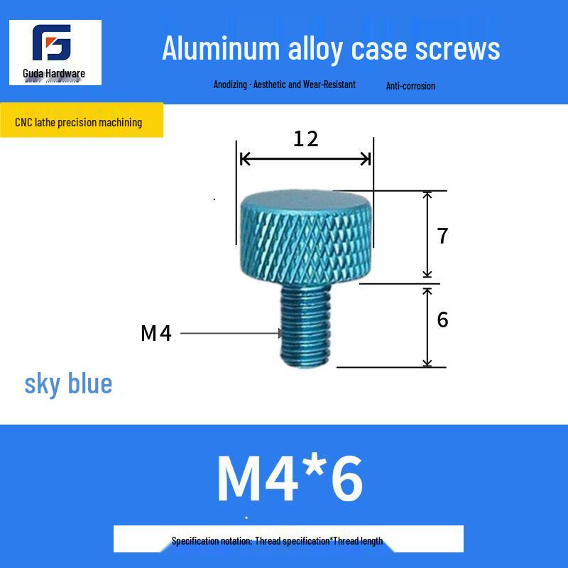 Knurled Aluminum Alloy Hand-Tightening Knob - M3M4M5M6M8 Sizes.