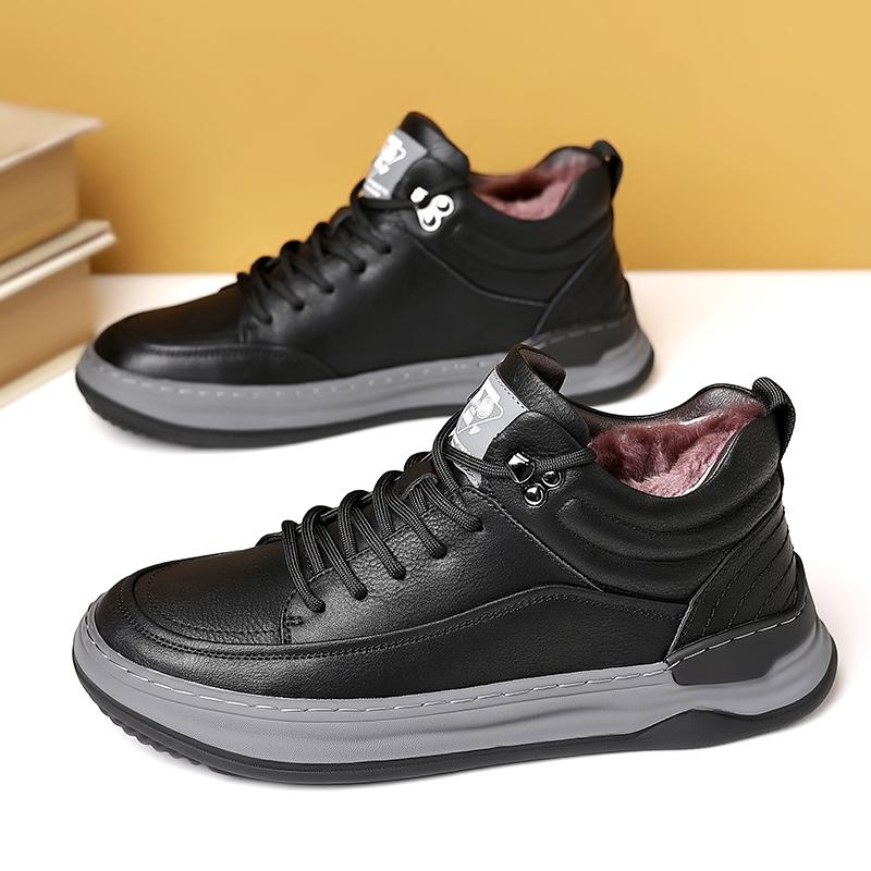 Fashion Genuine Leather Stylish 2025 Hot Sale Mens Sneakers Non-Slip Warm Winter Boots Men Classic Lace-Up Male All-match Ankle Boots