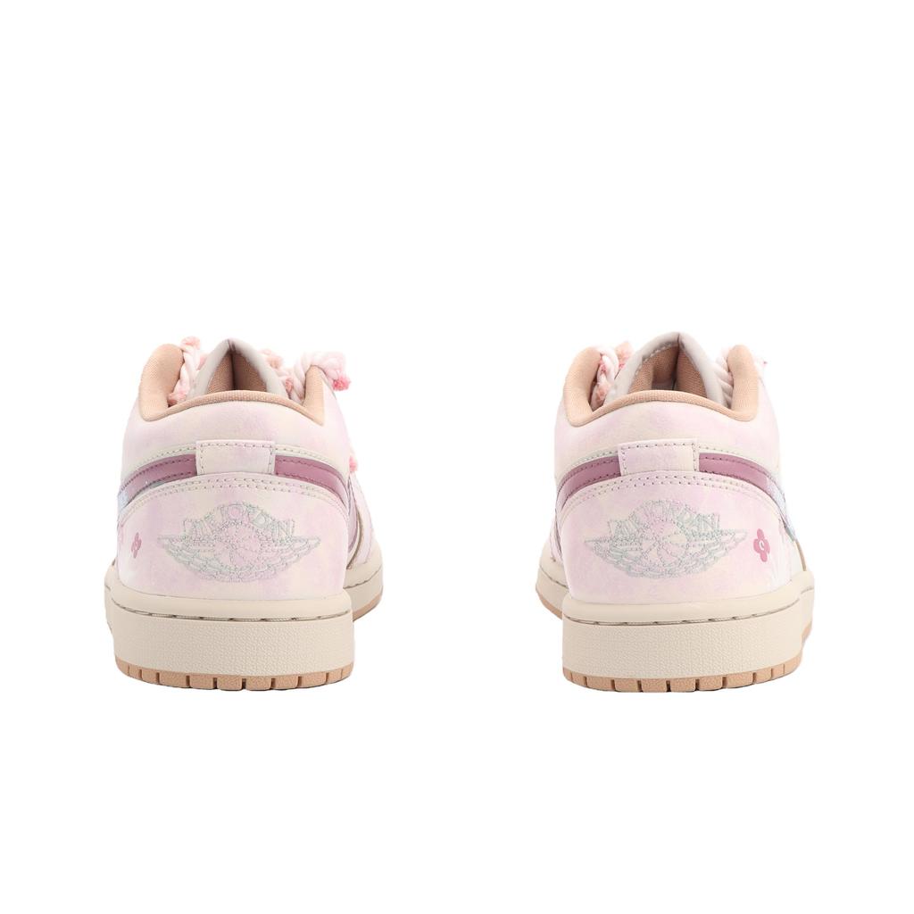 Jordan Air Jordan 1 Moonlit River, Pink Bloom Flower Sea Cushioning Slip Resistant Abrasion Resistant Low Top DC0774-130 (Team1335-)