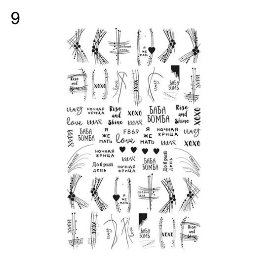 Autocolant pentru unghii cu flori Diverse modele Autocolant pentru transfer de unghii cu fluture, alb, negru, pentru vară