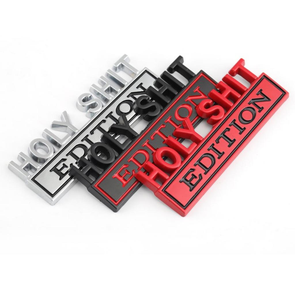 1Pc 3D Metal Holy Shit Edition Logo Car Front Grille Badge Side Fender Rear Trunk Emblem Sticker Decal