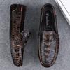Fashion Crocodile Pattern Mens Loafers Genuine Leather Casual Shoes Men Slip-On Shoes Lightweight Man Driving Flat Fashion New Mocasines