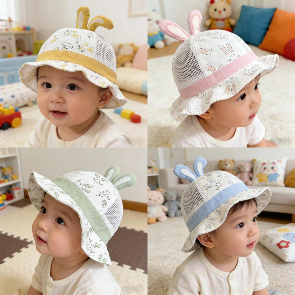 Baby Spring Summer Cotton Bunny Farmer Hat With Sun Protection For Toddlers