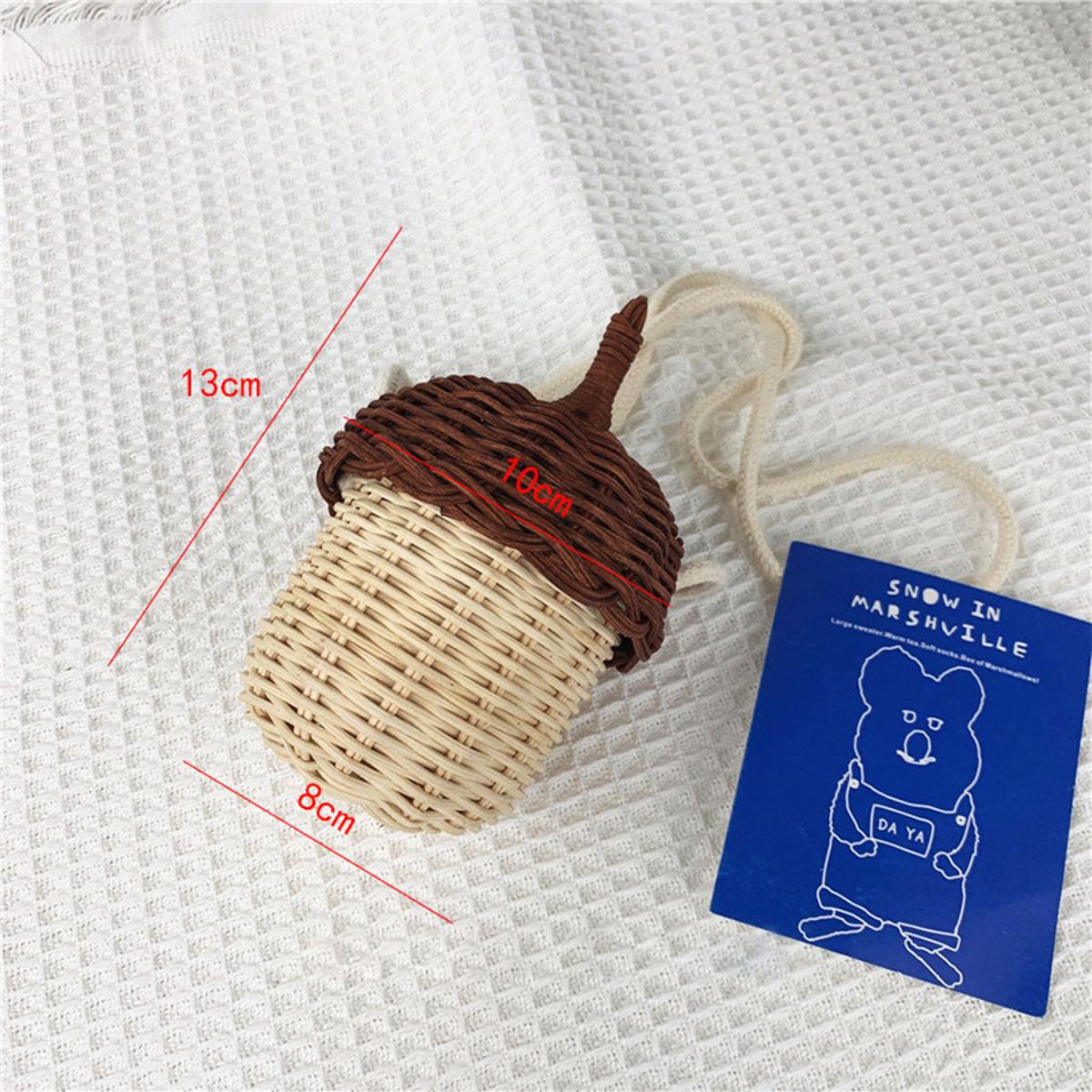 

1 шт., сумка из ротанга с сосновой шишкой, винтажный стиль, украшение для дома, сумка на плечо из ротанга, тканая сумка для малышей, детская сумка, подарок, реквизит для фотосессии