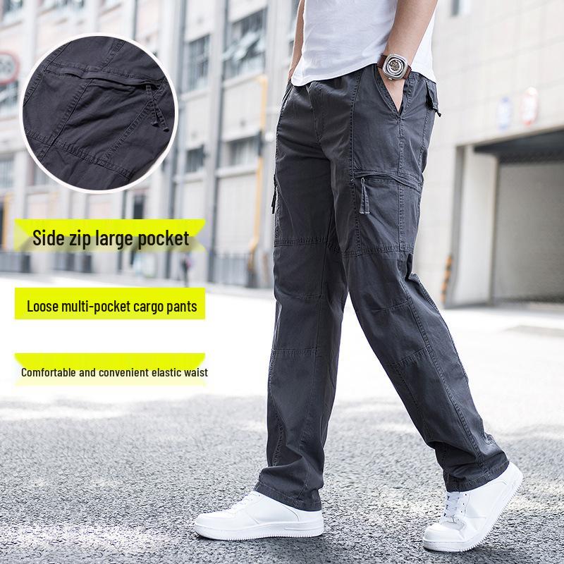 Men's Plus Size Straight Leg Loose Overalls - Wear-Resistant, Casual, Outdoor Sports Pants