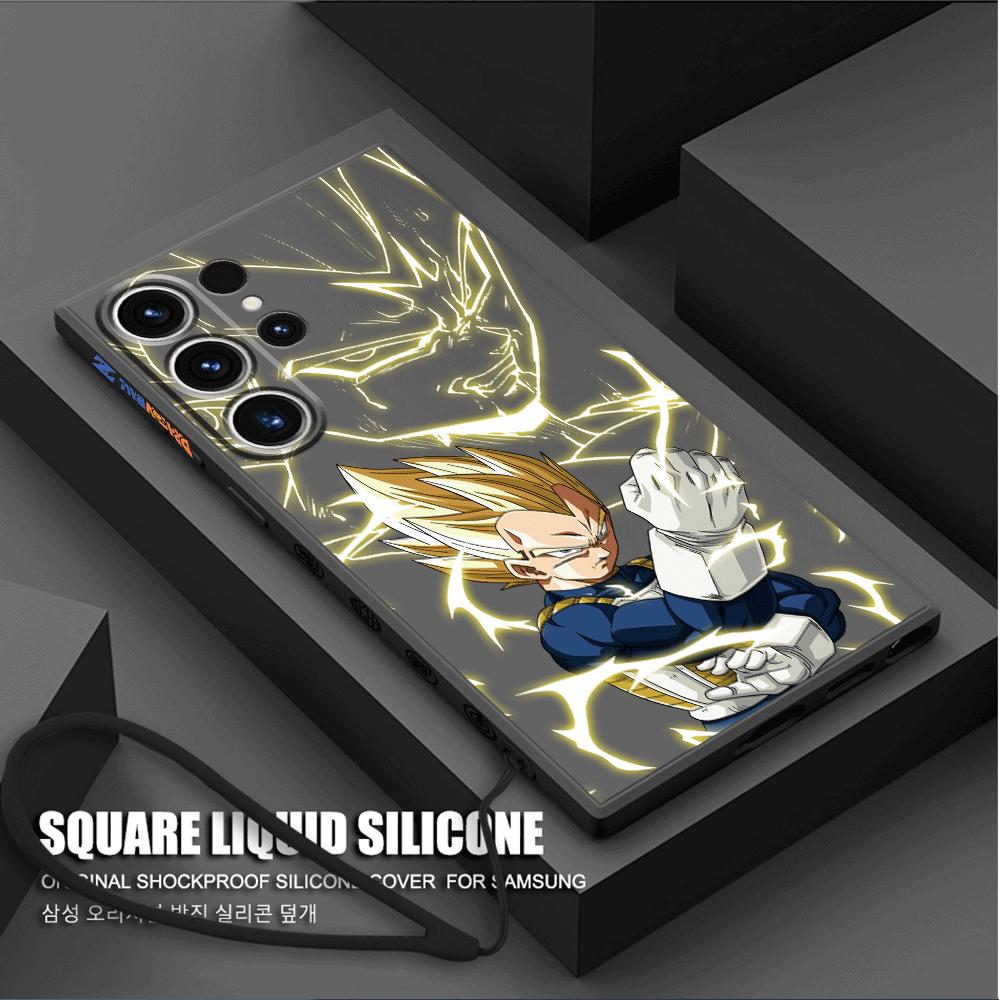 Square Liquid Cover Case for Samsung Galaxy S9 S8 Note 20 Ultra 10 Plus S10 S22 S23 Ultra 5G S20 FE S21 Goku D-Dragon Balls