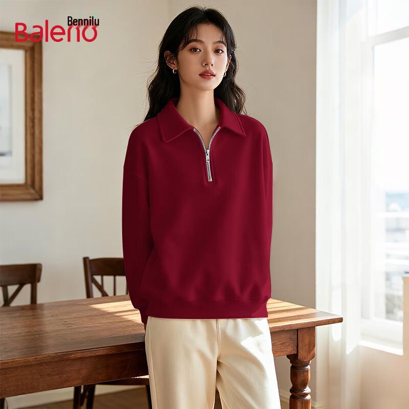 Baleno Women's Casual Half-Zip Collared Sweatshirt