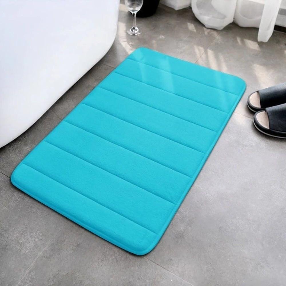 New 40*60cm Bath Mat Dry Fast Soft Memory Foam Mat Anti-skid Striped Coral Velvet Water Absorption Mat Home Floor