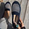 Fashion Round-toe Four-Season Walking Shoes, Flat Slip-On Casual Shoes with Mesh Design, Comfortable Women's Shoes for Lazy Wear