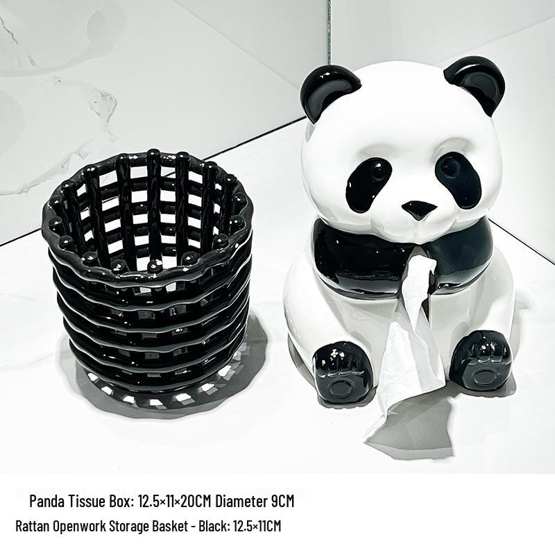 Panda Ceramic Tissue Box Holder - Creative Cartoon Napkin Dispenser for Living Room Decor
